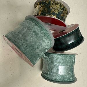 Assorted Green and Gold Ribbon Set of Four